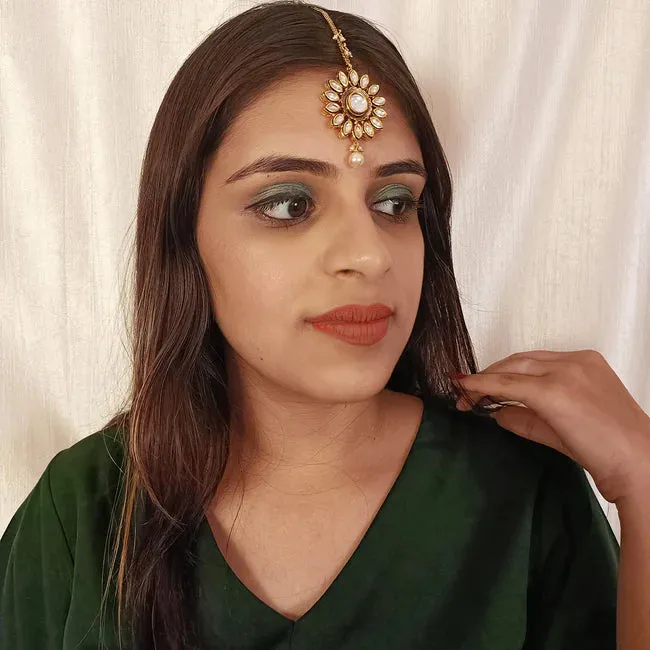 Designer Gold Plated Royal Kundan Maangtikka (D38)