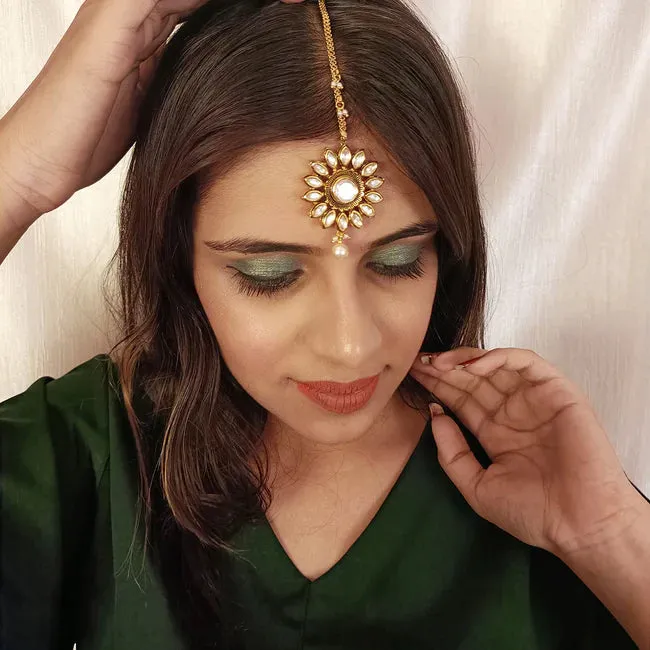 Designer Gold Plated Royal Kundan Maangtikka (D38)
