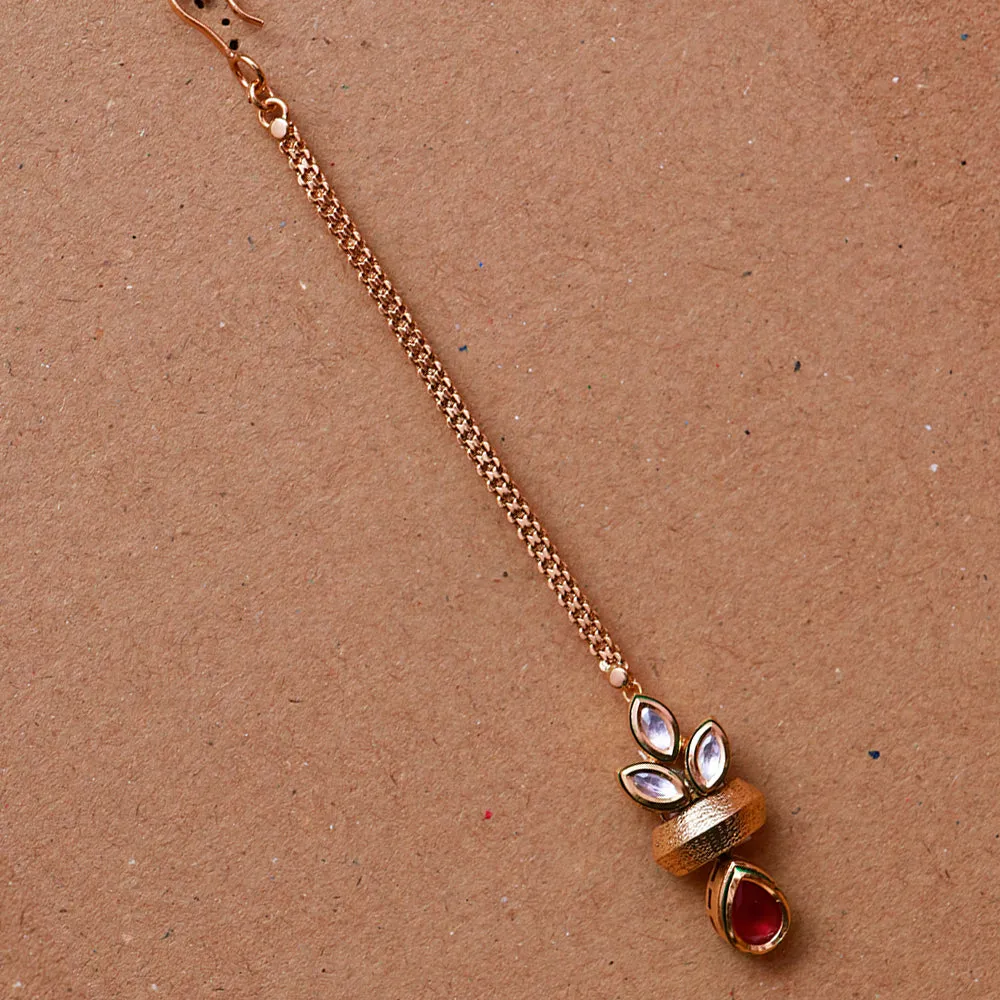 Designer Gold Plated Royal Kundan Maangtikka (D68)