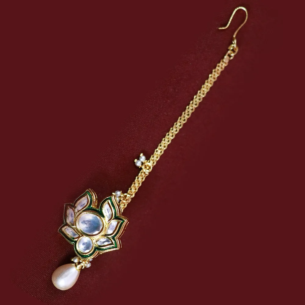 Designer Gold Plated Royal Kundan Maangtikka (D70)