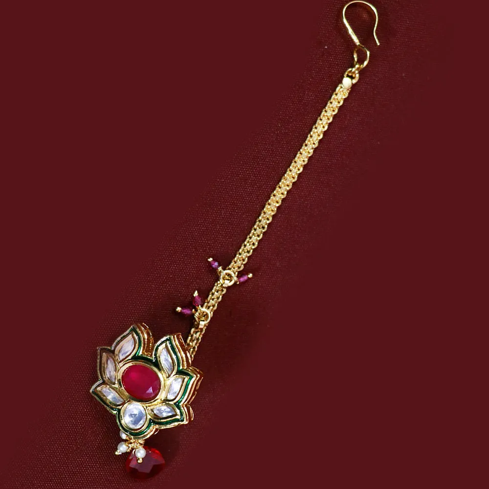 Designer Gold Plated Royal Kundan Maangtikka (D70)