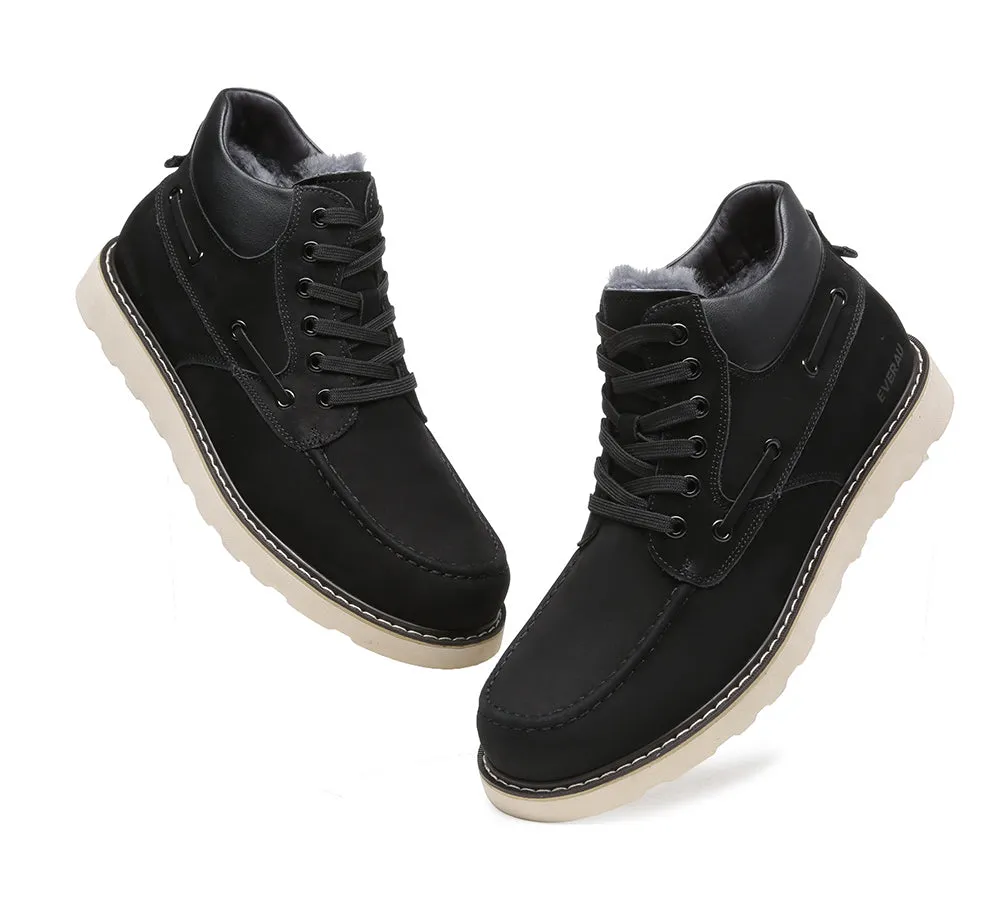 EVERAU® Lace Up Ankle Sheepskin Casual Men Boots Summit