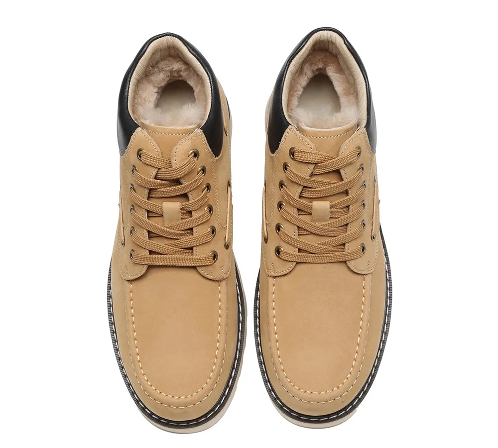 EVERAU® Lace Up Ankle Sheepskin Casual Men Boots Summit