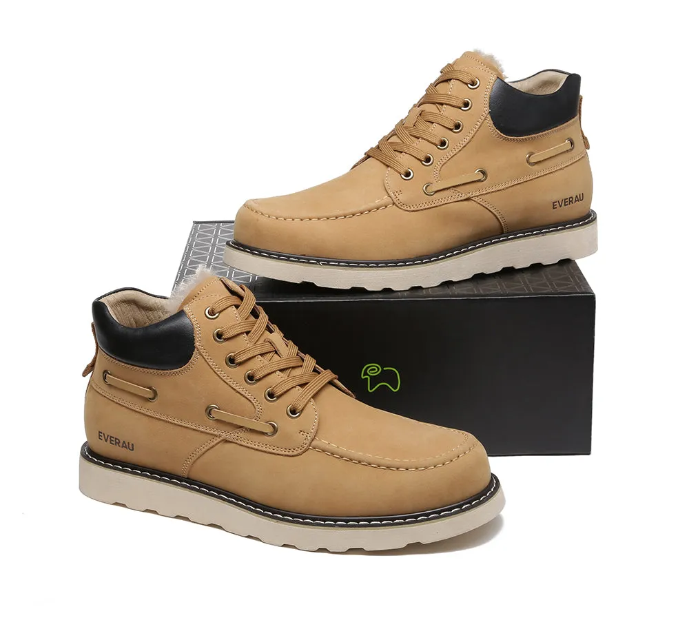 EVERAU® Lace Up Ankle Sheepskin Casual Men Boots Summit