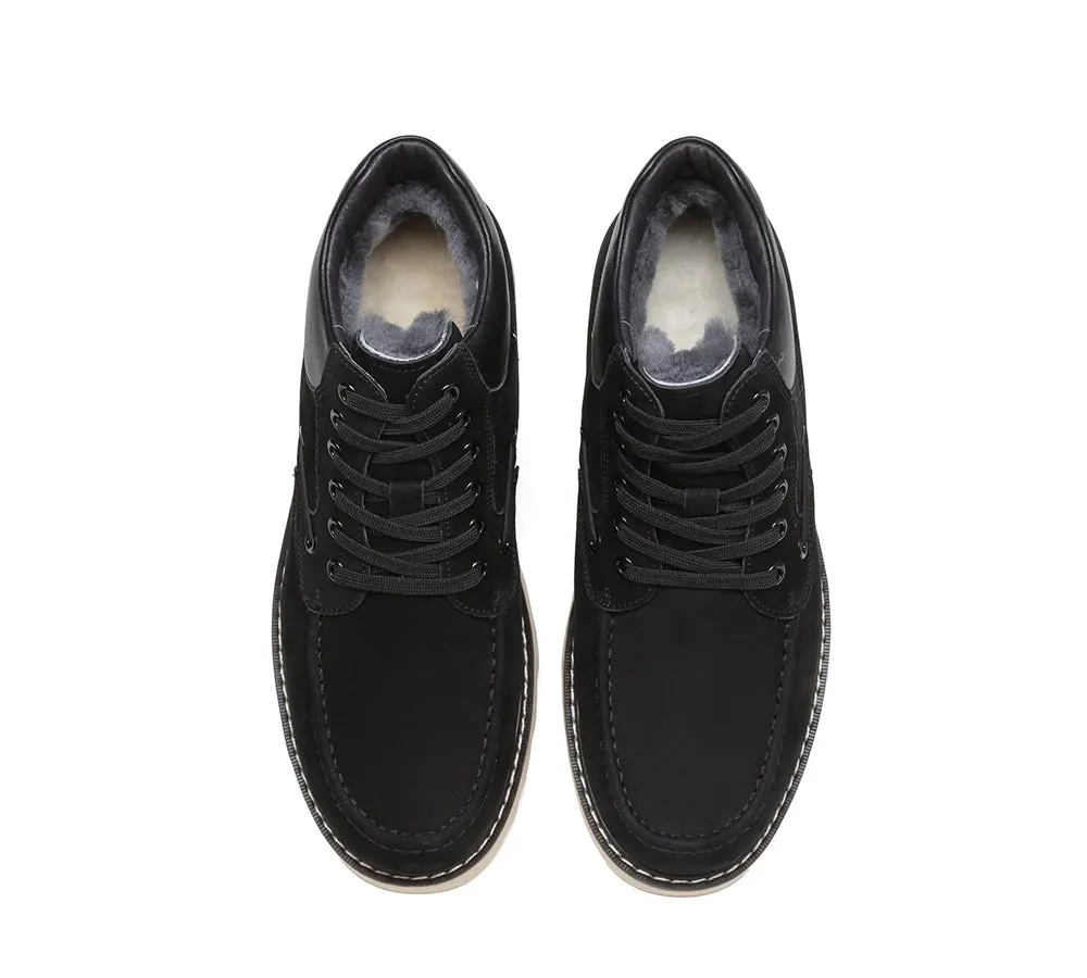EVERAU® Lace Up Ankle Sheepskin Casual Men Boots Summit