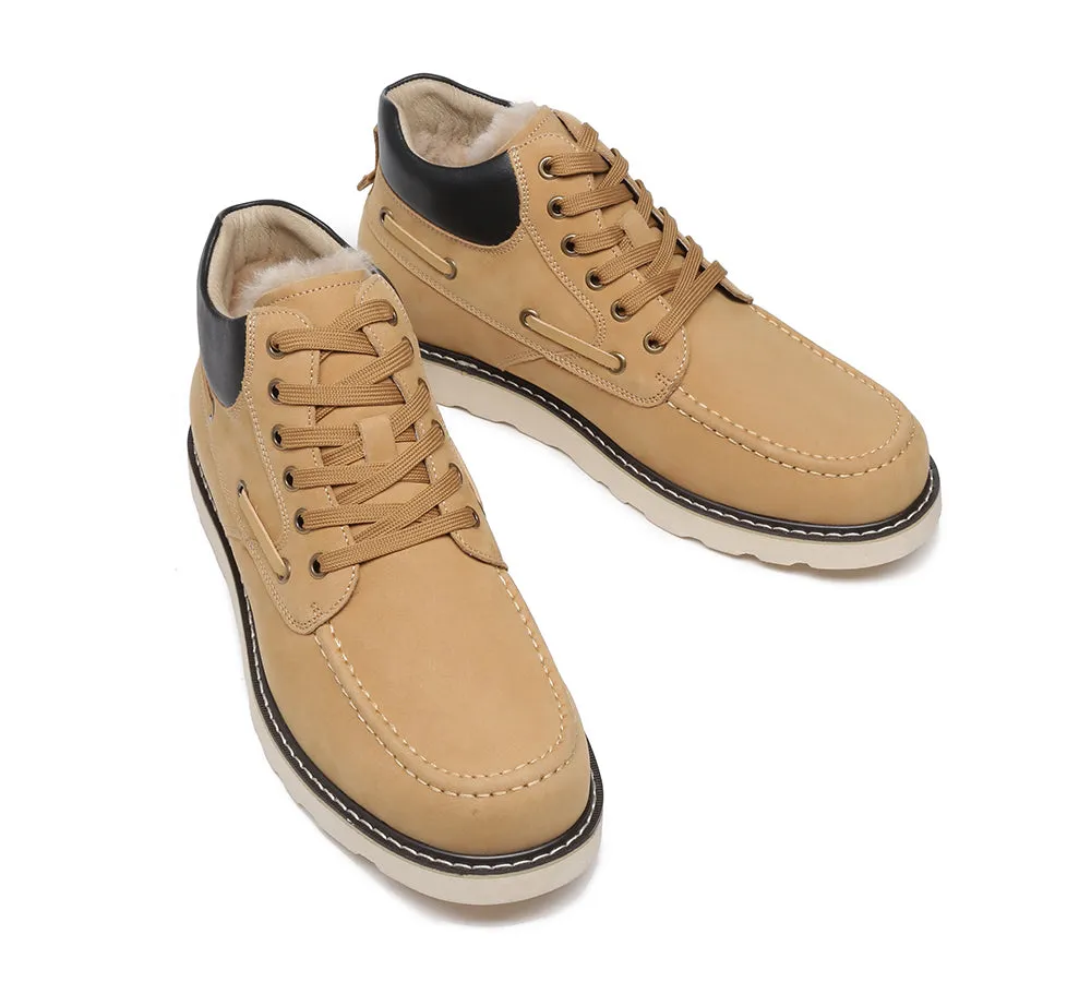 EVERAU® Lace Up Ankle Sheepskin Casual Men Boots Summit