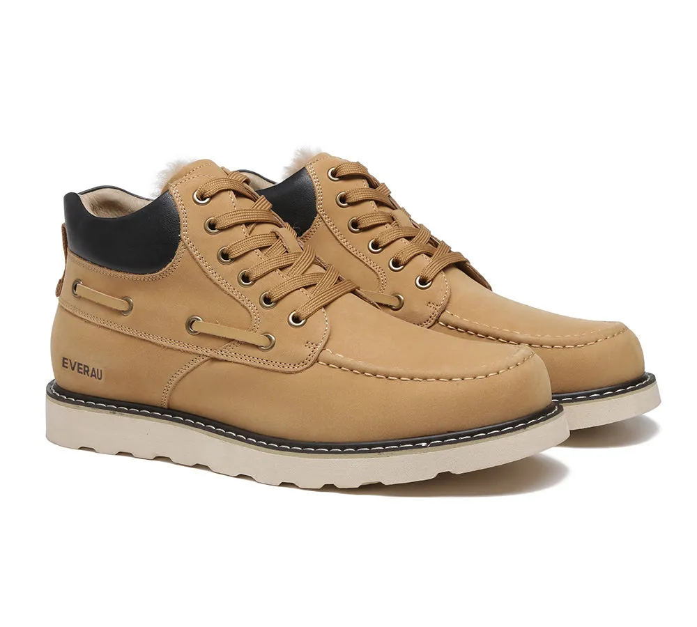 EVERAU® Lace Up Ankle Sheepskin Casual Men Boots Summit