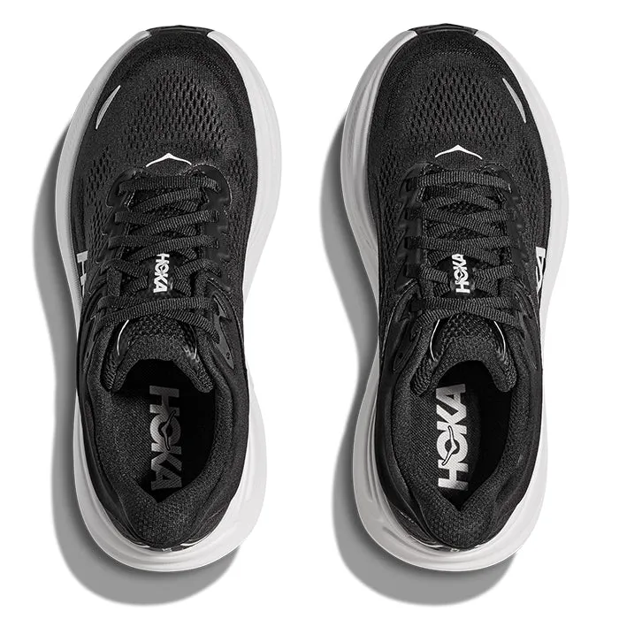 Mens Hoka Bondi 9 Extra Wide in Black/White