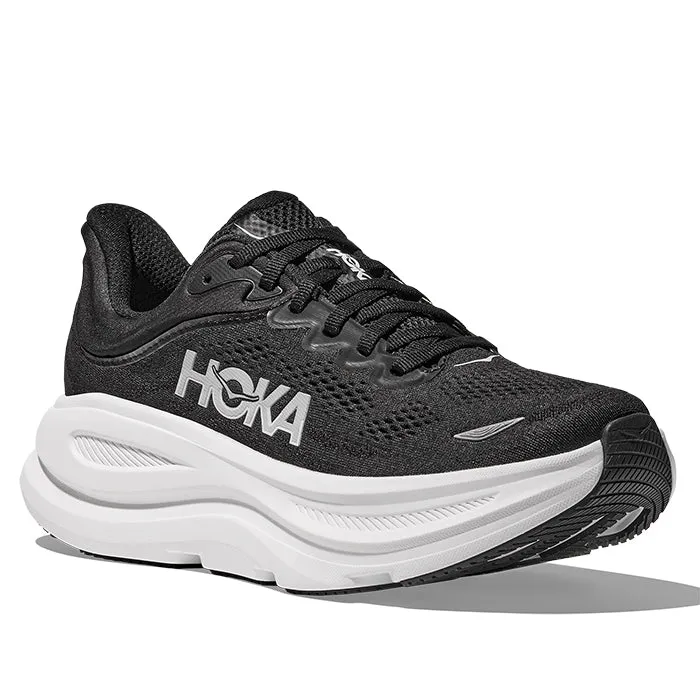 Mens Hoka Bondi 9 Extra Wide in Black/White
