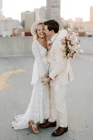 Mermaid Wedding Dresses Long Sleeves Lace Long Bridal Gowns TN321