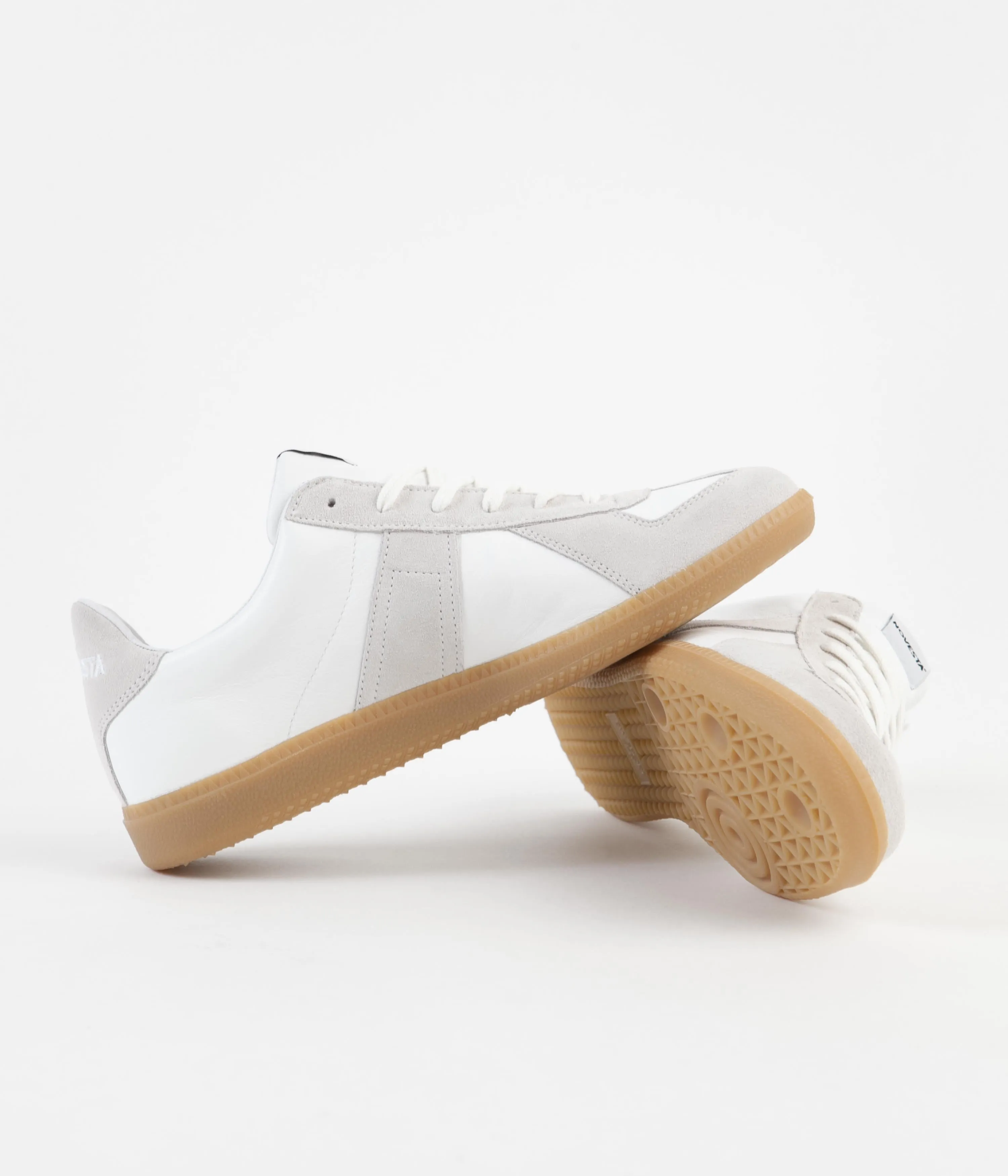 Novesta All Leather German Army Trainer Shoes - White / 003 Transparent
