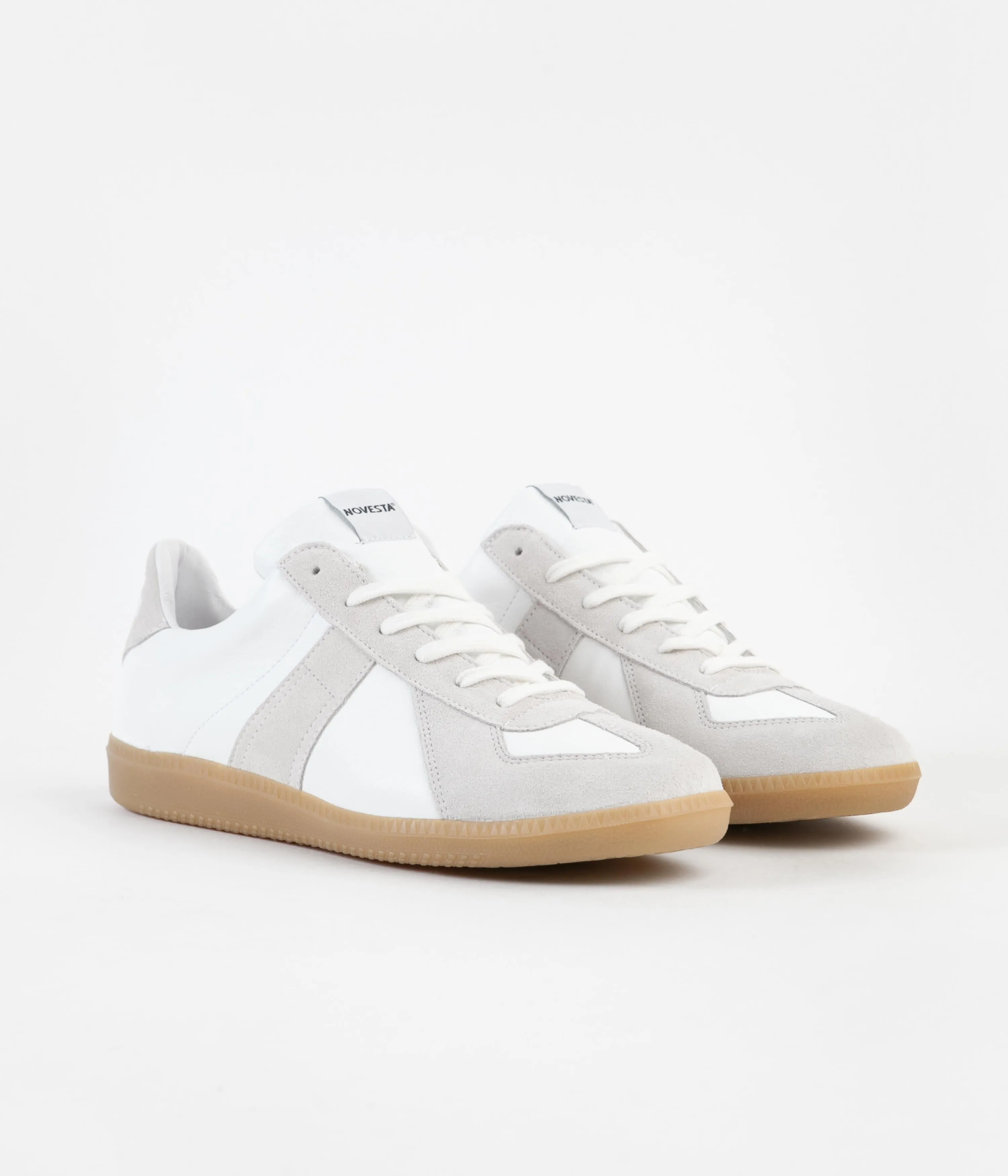 Novesta All Leather German Army Trainer Shoes - White / 003 Transparent