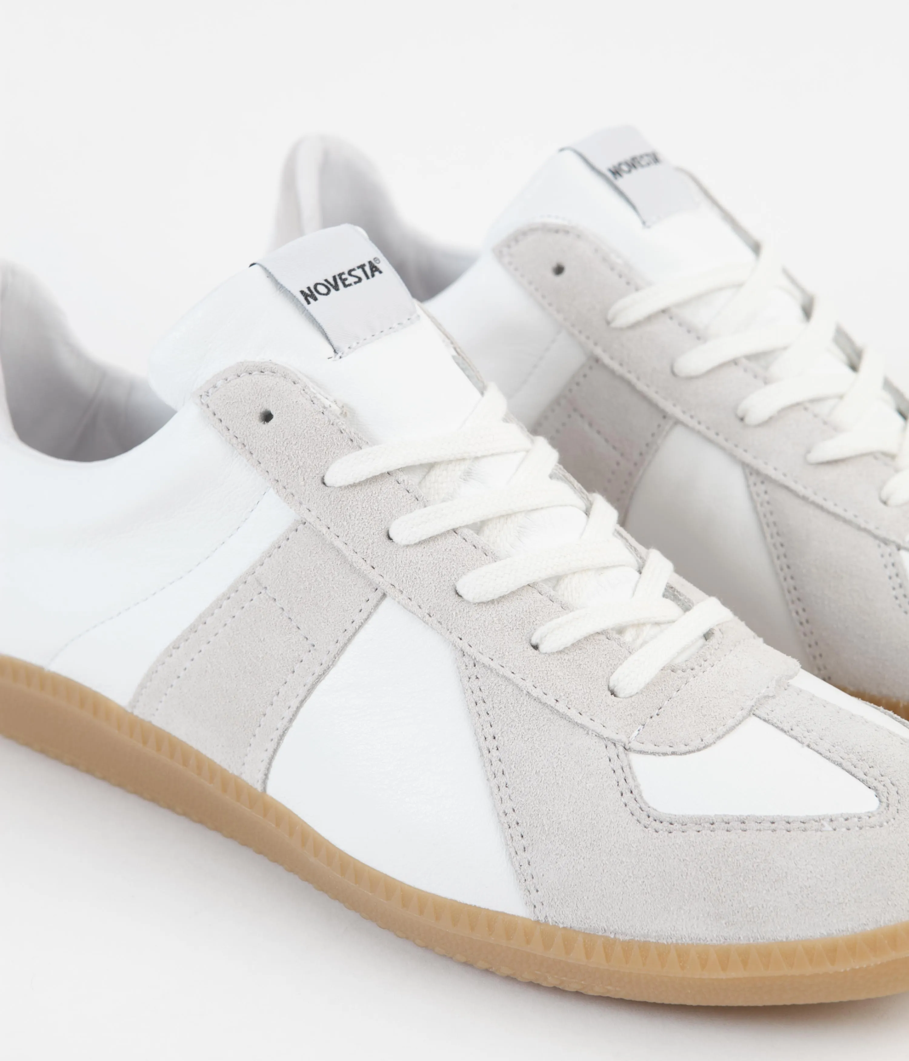 Novesta All Leather German Army Trainer Shoes - White / 003 Transparent