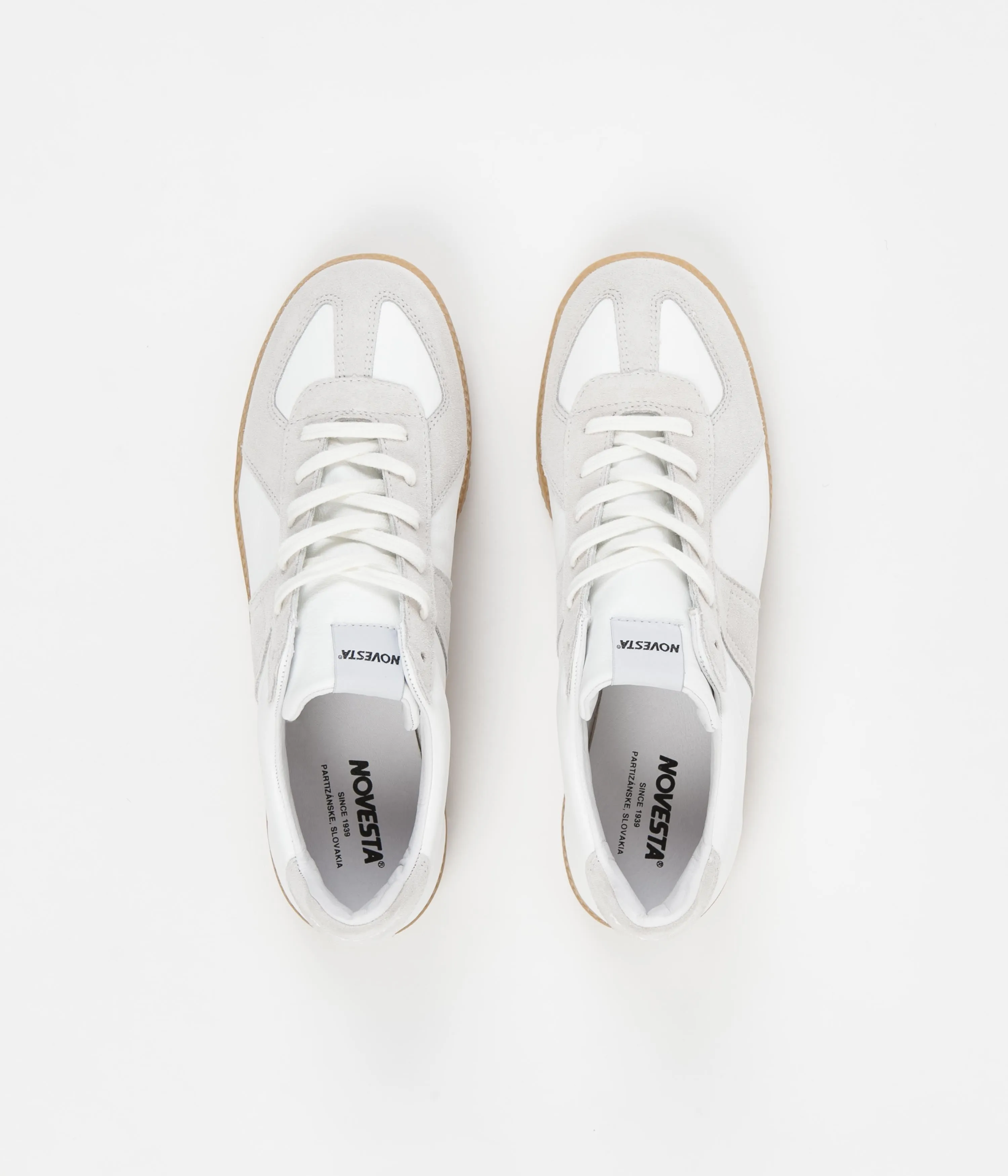 Novesta All Leather German Army Trainer Shoes - White / 003 Transparent