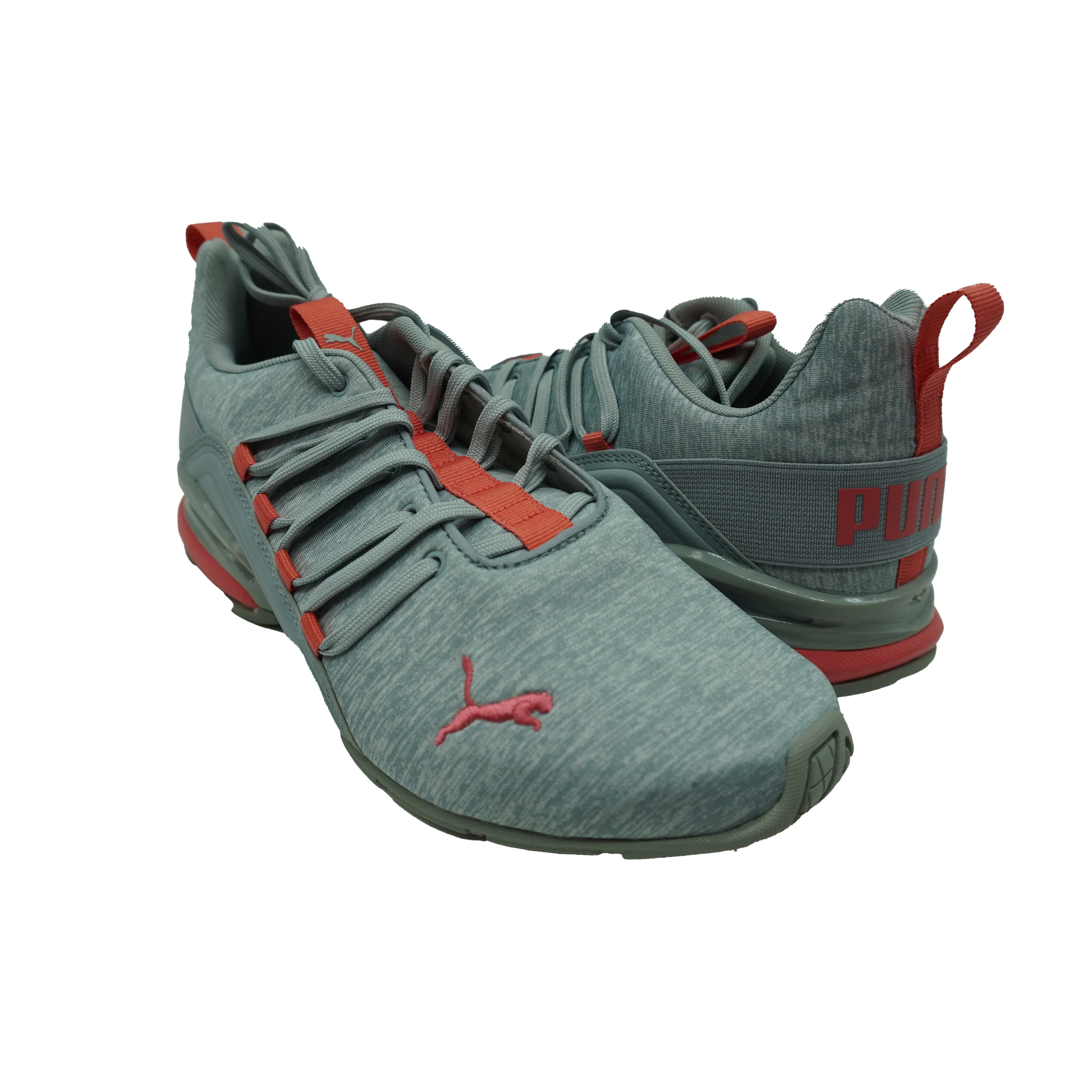 Puma Women's Axelion Heather Running Athletic Shoes Gray Coral Size 8.5