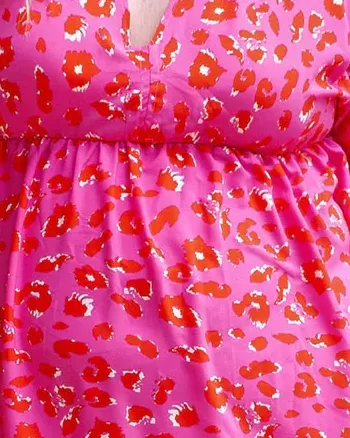 Rose Plus Size 3/4 Sleeves V Neck Leopard Dress | Rose