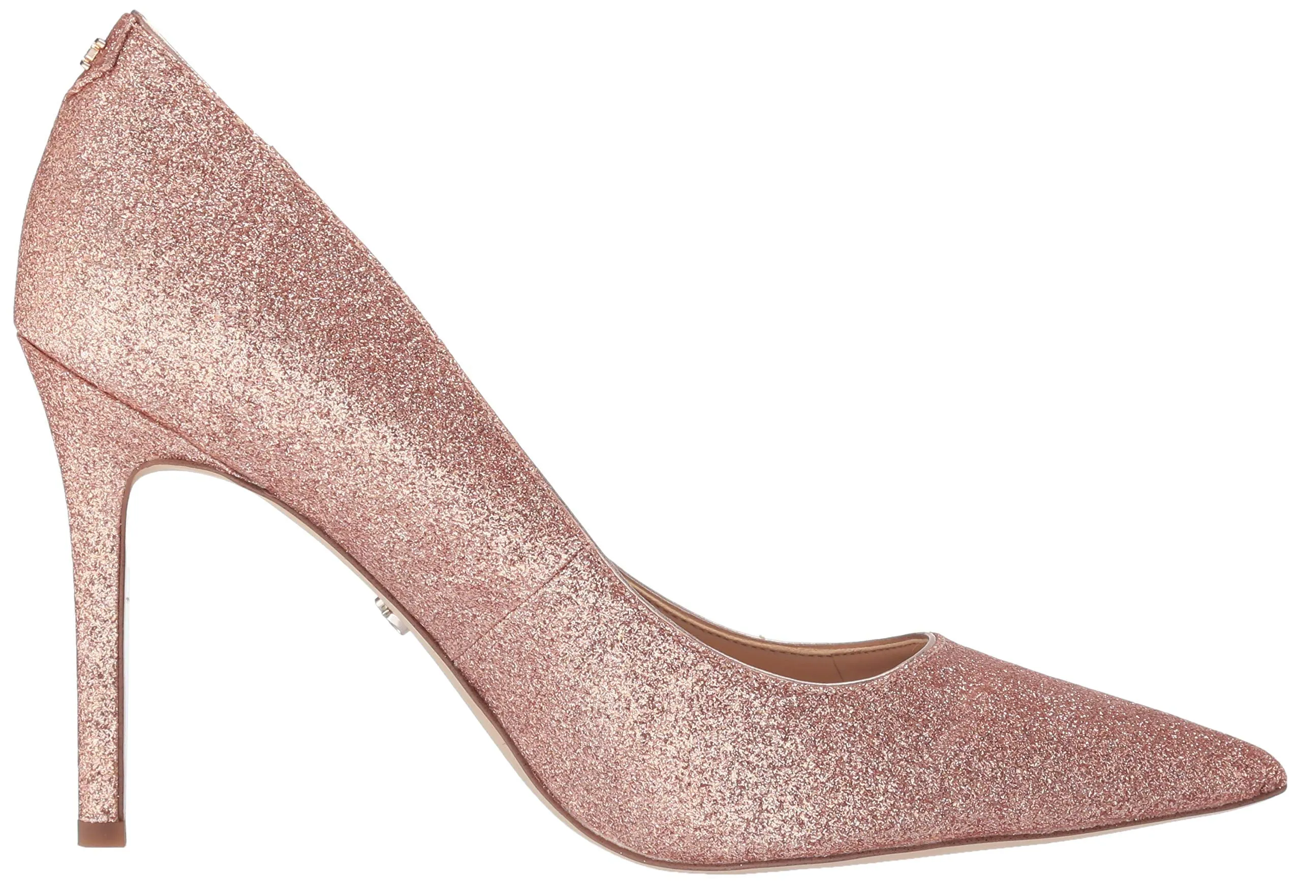 Sam Edelman Women's Hazel Dress Pump Gold Glitter Pointed Toe Stiletto (7.5, Rose Gold Mini Glitter)