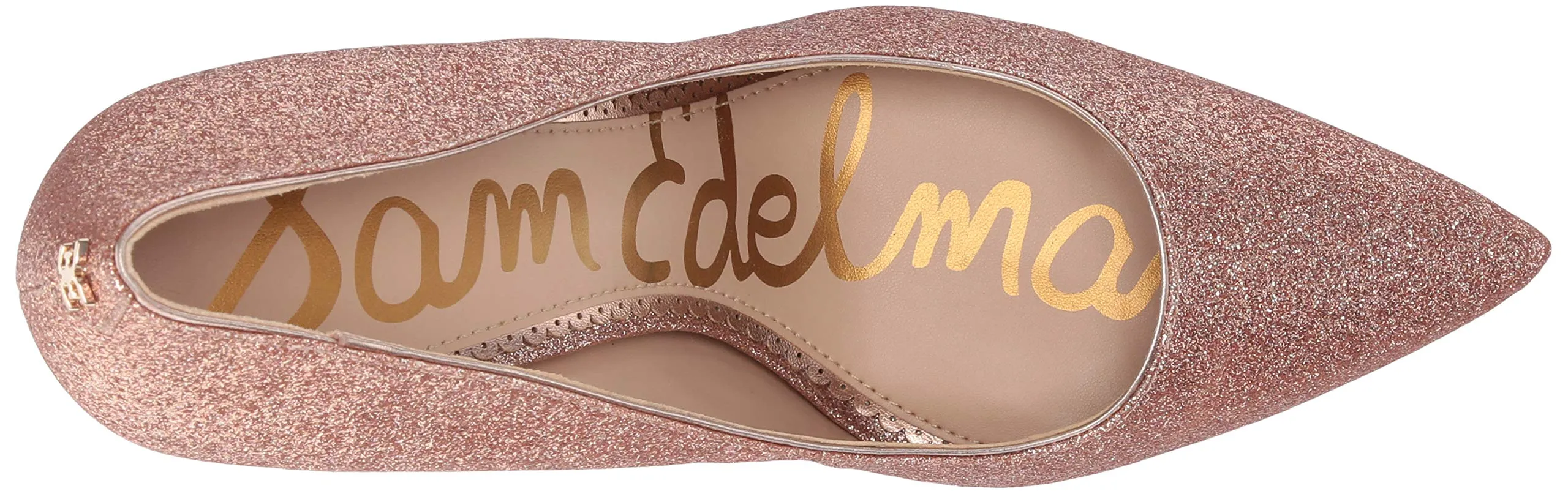 Sam Edelman Women's Hazel Dress Pump Gold Glitter Pointed Toe Stiletto (7.5, Rose Gold Mini Glitter)