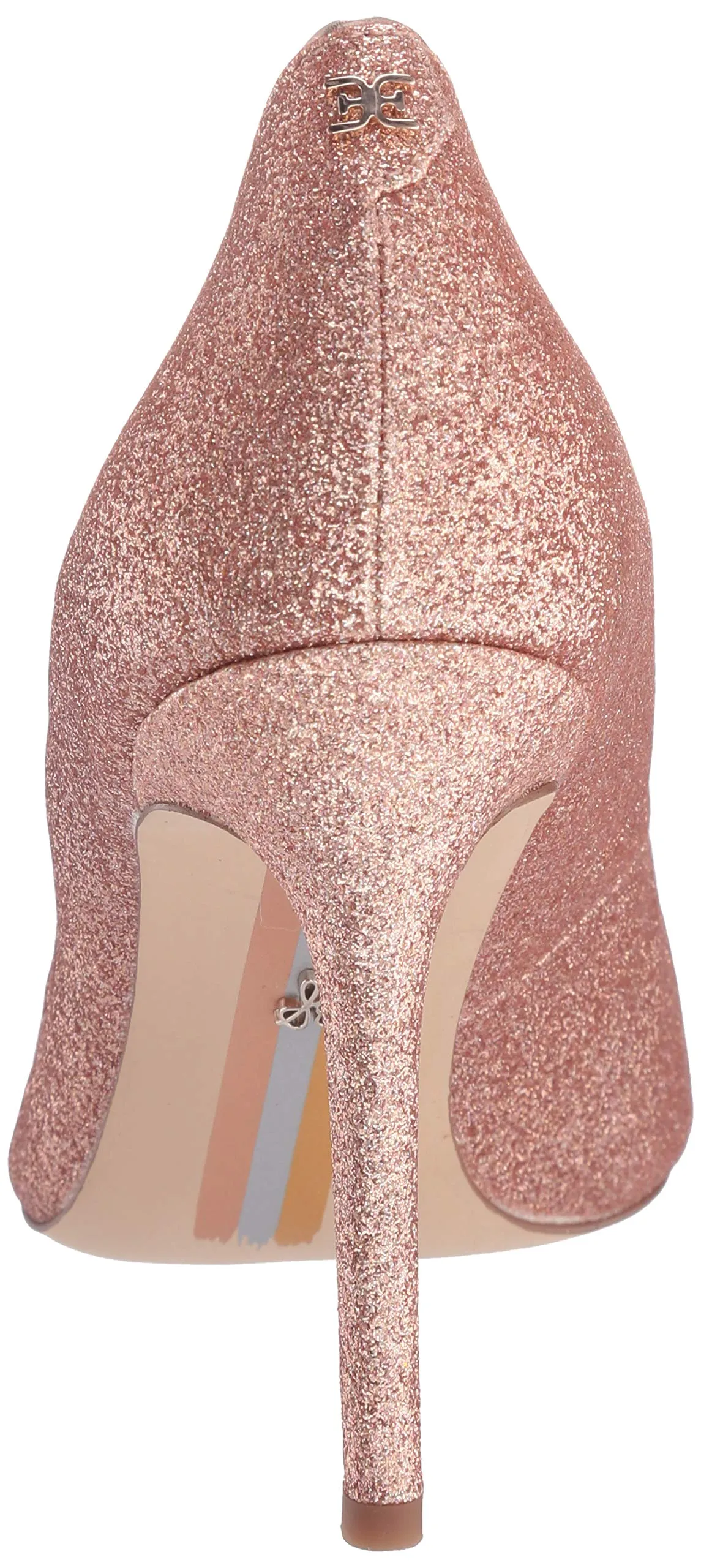 Sam Edelman Women's Hazel Dress Pump Gold Glitter Pointed Toe Stiletto (7.5, Rose Gold Mini Glitter)