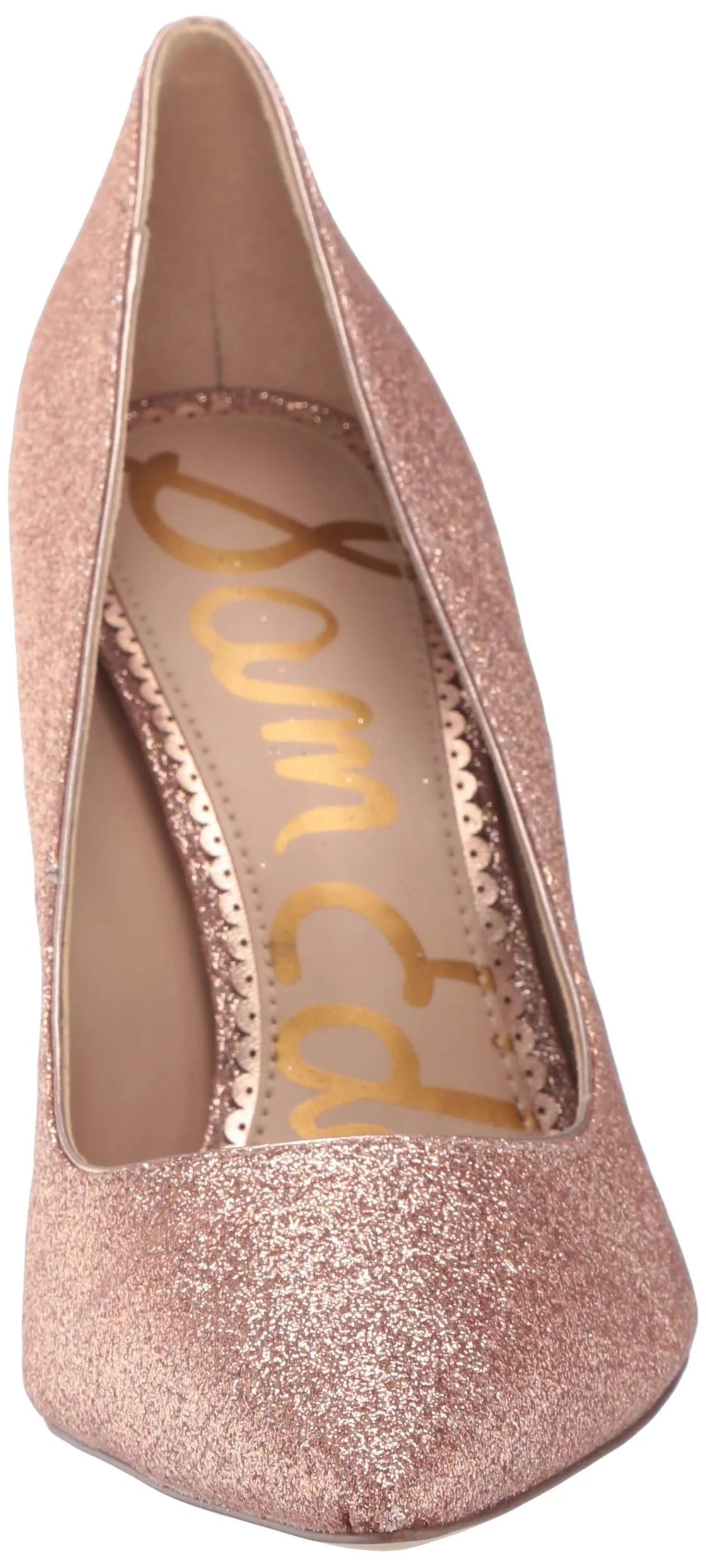 Sam Edelman Women's Hazel Dress Pump Gold Glitter Pointed Toe Stiletto (7.5, Rose Gold Mini Glitter)