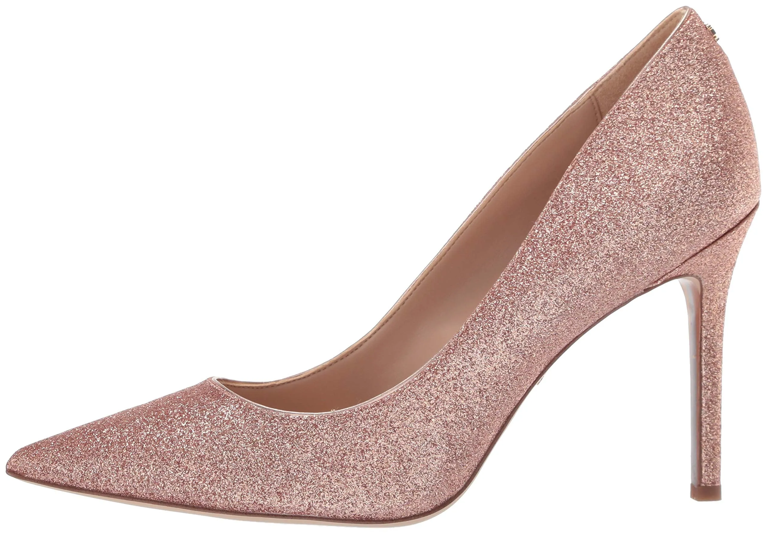 Sam Edelman Women's Hazel Dress Pump Gold Glitter Pointed Toe Stiletto (7.5, Rose Gold Mini Glitter)