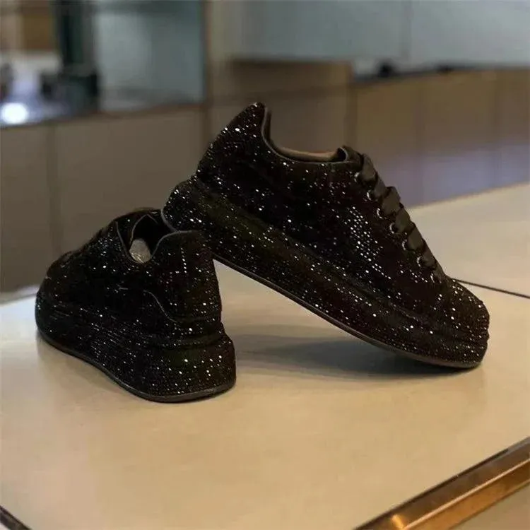 The Regal Rhinestone Revolution: Men's Red-Black High Drama Hip-Hop Luxe Loafers
