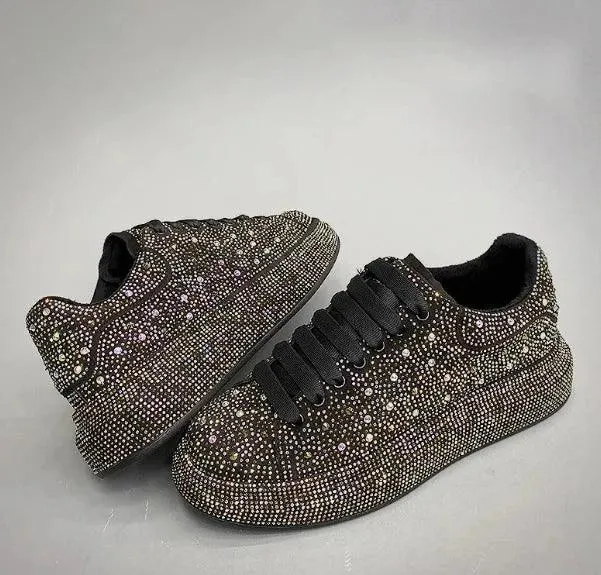 The Regal Rhinestone Revolution: Men's Red-Black High Drama Hip-Hop Luxe Loafers