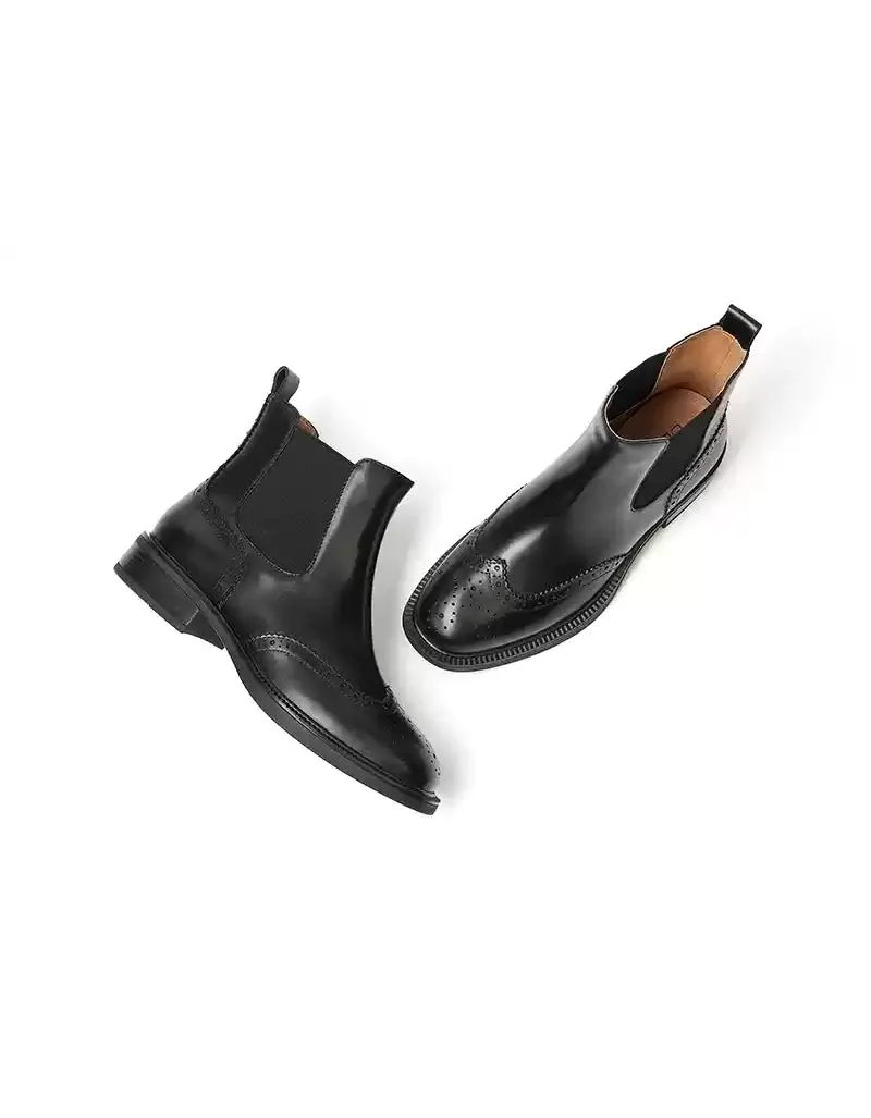 Vintage Brogue Style Chelsea Oxford Boots for Women