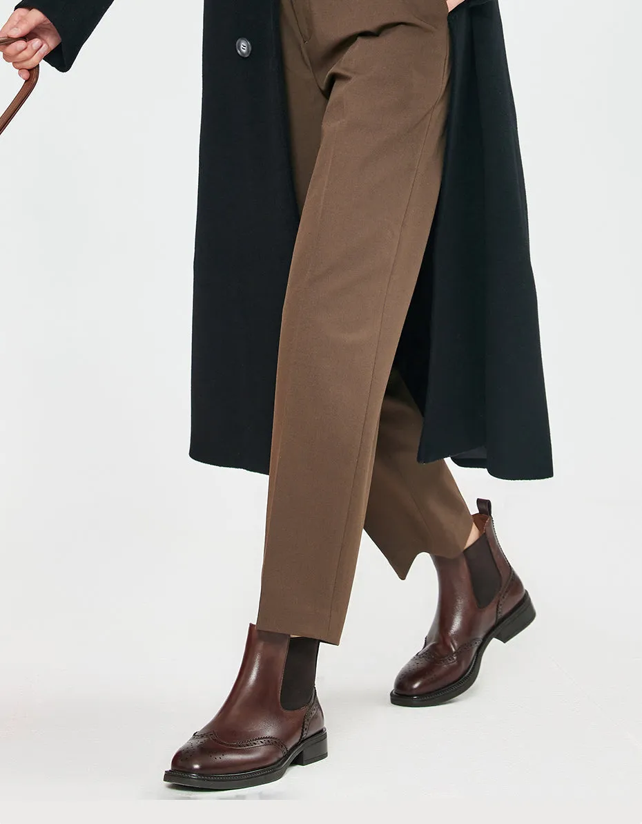 Vintage Brogue Style Chelsea Oxford Boots for Women