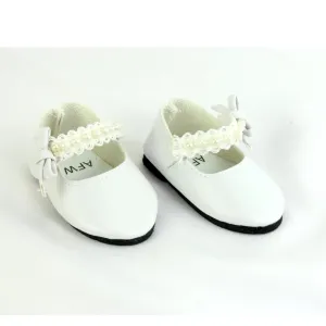 White Lace and Pearls Dress Shoes for 18-inch dolls