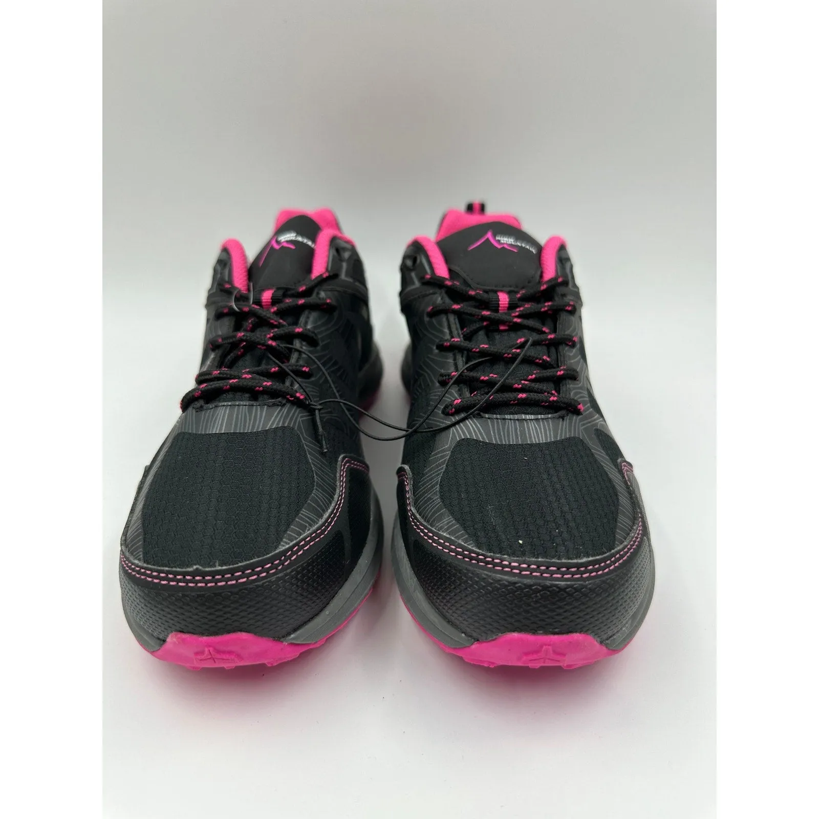 Women's Size 9.5, Black Low Top Hikers w/ Pink accents, Rubber Toe Cap and Tread