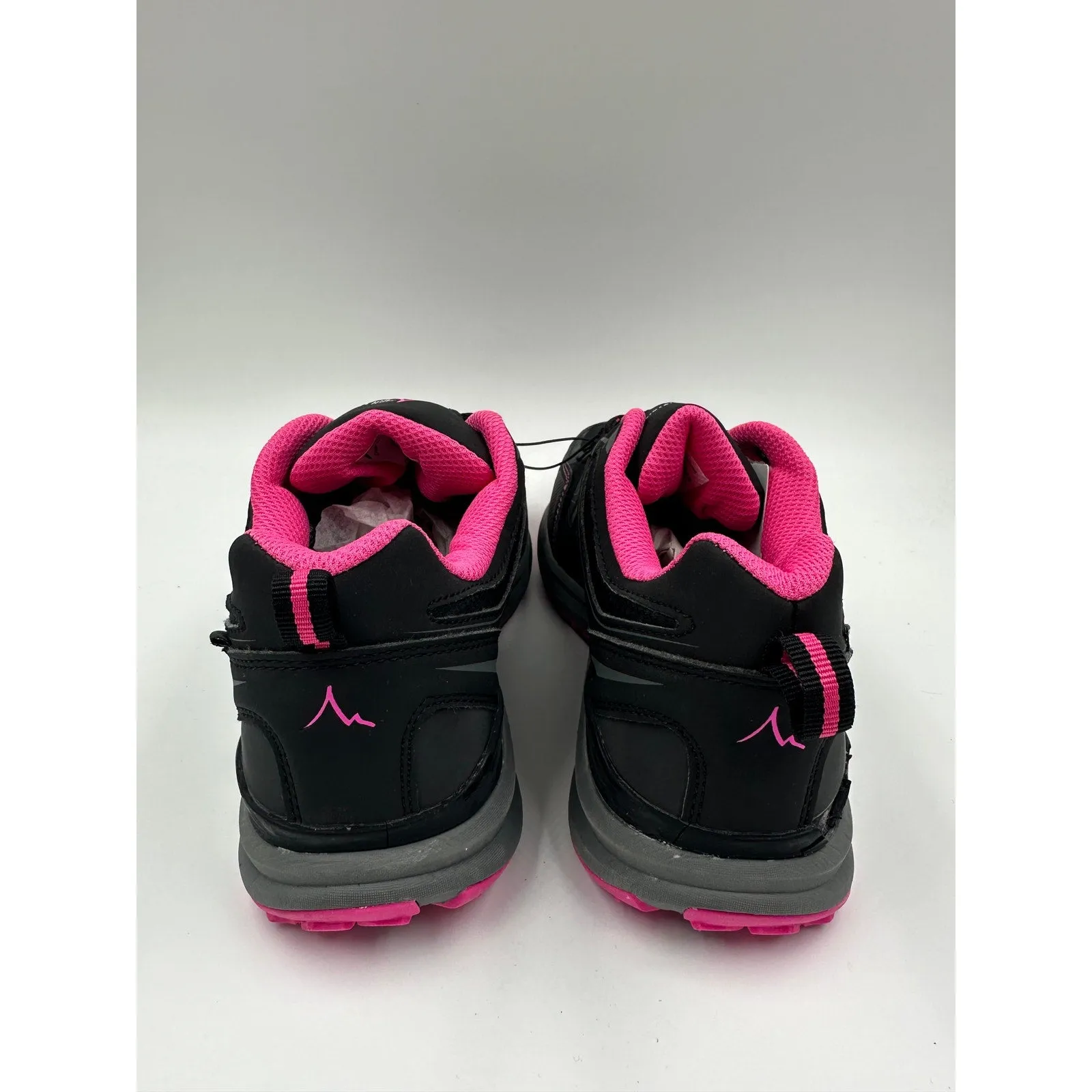 Women's Size 9.5, Black Low Top Hikers w/ Pink accents, Rubber Toe Cap and Tread