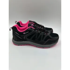Women's Size 9.5, Black Low Top Hikers w/ Pink accents, Rubber Toe Cap and Tread