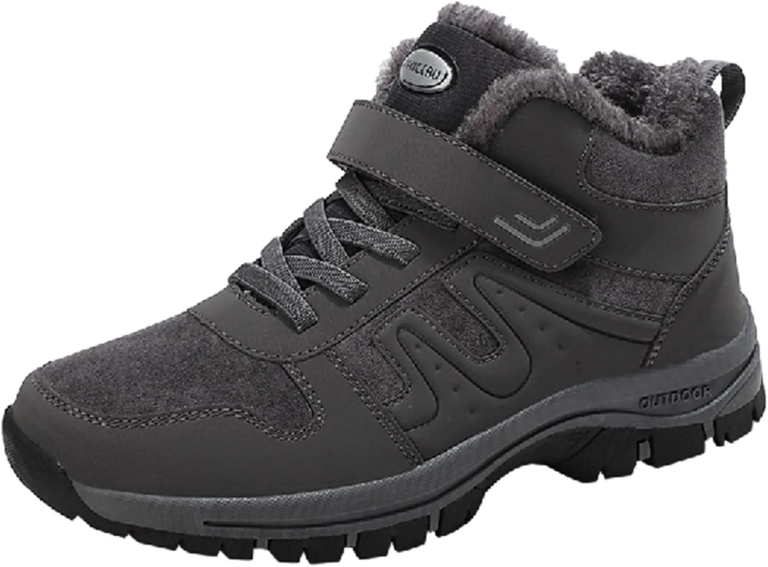 Work Boots for Men Slip On Hiking Sneakers with Warm Fur Lining Women's Safety Shoes with Zipper Outdoor Bota Waterproof Breathable Lightweight Hike Grounded Footwear